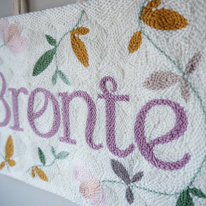 Punchneedle Floral and Name Banner