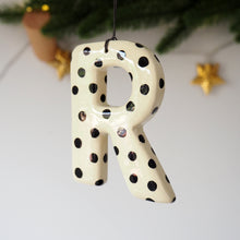 Handmade Clay Black Polka Dot Hanging Letter