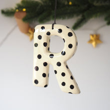 Handmade Clay Black Polka Dot Hanging Letter