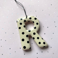 Handmade Clay Black Polka Dot Hanging Letter