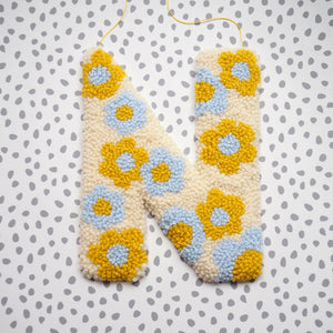 Blue & Yellow Daisy Flower Letter Wall Hanging