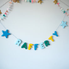 Handmade Blue Clay Name & Star Garland
