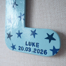 Personalised Star Hanging Letter with Name and Date of Birth