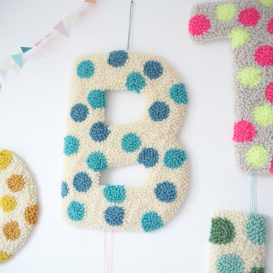 Blue Polka Dot Letter Wall Hanging