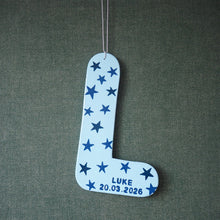 Personalised Star Hanging Letter with Name and Date of Birth