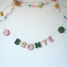 Handmade Pink & Green Name Clay Name Garland with Flower detail