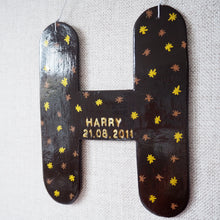 Handmade Clay Letter with Gold and Brown Star Design
