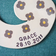 Personalised Clay Hanging Letter with Taupe Flower Design