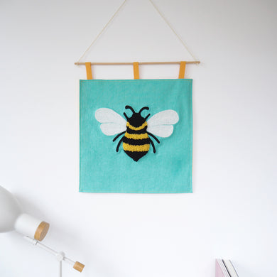 Punchneedle Bumblebee Wall Hanging