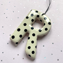 Handmade Clay Black Polka Dot Hanging Letter