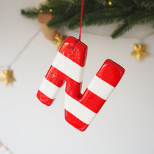Handmade Clay Red & White Candy Stripe Letter