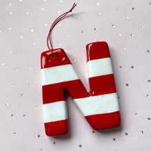 Handmade Clay Red & White Candy Stripe Letter