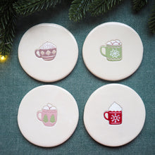 Hand Painted Clay Christmas Coasters
