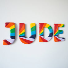 Hand Painted Rainbow Clay Name Banner