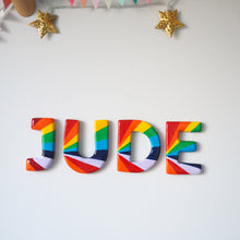 Hand Painted Rainbow Clay Name Banner