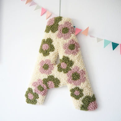 Pink & Green Daisy Flower Letter Wall Hanging