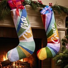 Personalised Rainbow Stripe Christmas Stocking