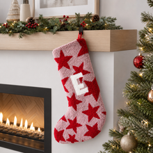 Custom Pink and Red Star Christmas Stocking