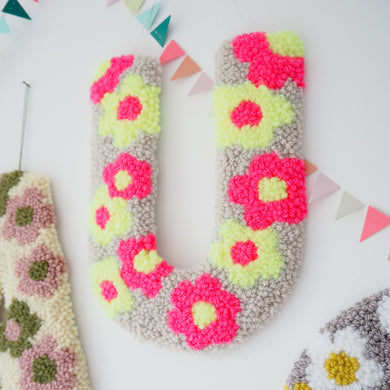 Neon Daisy Flower Letter Wall Hanging