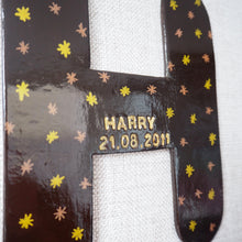 Handmade Clay Letter with Gold and Brown Star Design