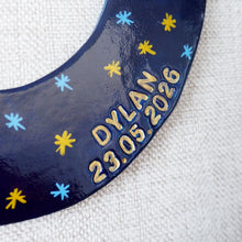 Personalised Navy Blue Clay Hanging Letter with Gold Star design