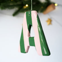 Handmade Clay Pink & Green Stripe Ornament