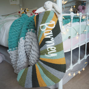 Custom Green or Pink Stripe Christmas Stocking