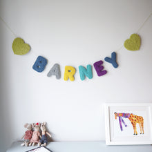 Punchneedle Personalised Name Nursery Garland with Hearts