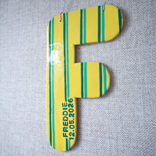 Personalised Hanging Clay Letter with Stripe design