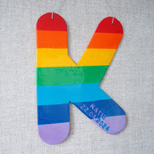 Handmade Clay Letter with Rainbow Stripe Design