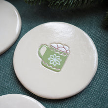 Hand Painted Clay Christmas Coasters