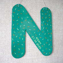 Aqua Personalised Clay Letter with Sprinkle Design