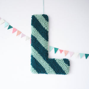 Mint & Teal Stripe Custom Letter Wall Hanging