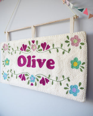 Vintage Inspired Flower and Name Banner