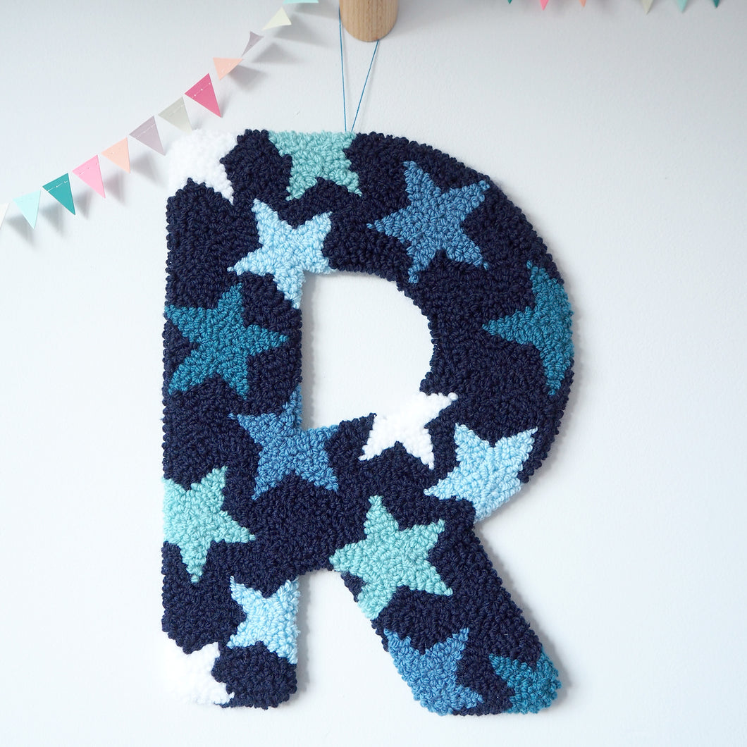Navy and Blue Star Decorative Letter