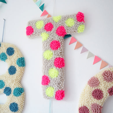 Neon Polka Dot Letter Wall Hanging