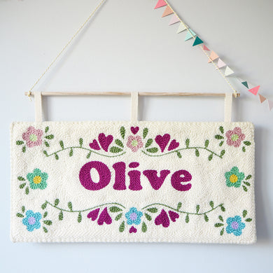 Vintage Inspired Flower and Name Banner