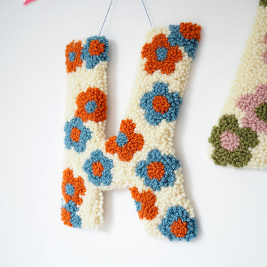 Orange & Blue Daisy Flower Letter Wall Hanging