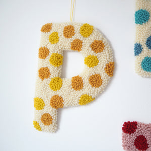 Yellow Polka Dot Letter Wall Hanging