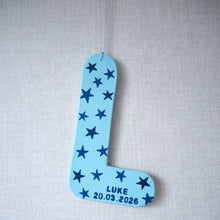Personalised Star Hanging Letter with Name and Date of Birth
