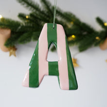 Handmade Clay Pink & Green Stripe Ornament