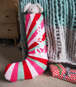 Custom Pink Stripe Christmas Stocking
