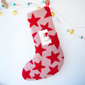 Custom Pink and Red Star Christmas Stocking