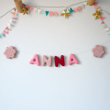 Handmade Clay Name & Spotty Flower Garland