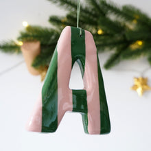 Handmade Clay Pink & Green Stripe Ornament