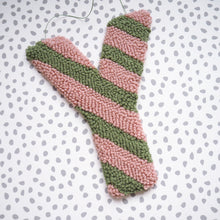 Pink & Olive Stripe Custom Letter Wall Hanging
