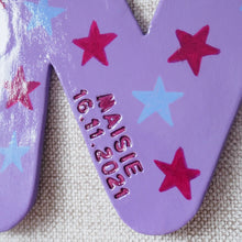 Personalised Clay Letter with Purple Star Design