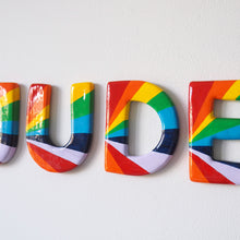 Hand Painted Rainbow Clay Name Banner
