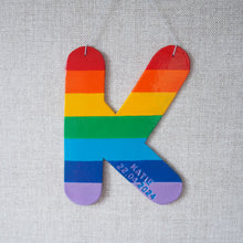 Handmade Clay Letter with Rainbow Stripe Design