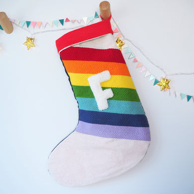 Custom Rainbow Stripe Christmas Stocking